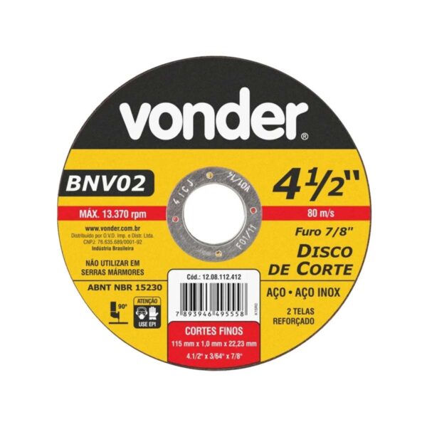 Disco De Corte Bnv 02 115Mm - Vonder