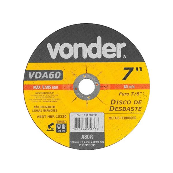 Disco De Desbaste Vda 60 180Mm - Vonder