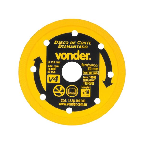 Disco De Corte Diamantado V4 110Mm - Vonder