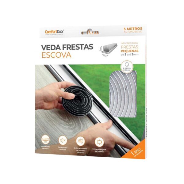 Veda Frestas Escova 4Mm Branco 6M - Comfort Door