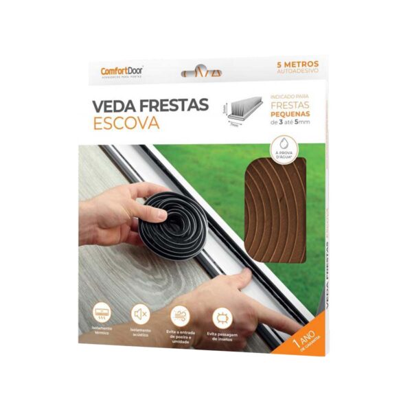 Veda Frestas Escova 4Mm Marrom 6M - Comfort Door